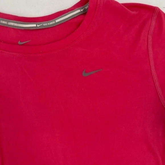 NIKE Women’s Dri-Fit Running Short Sleeved Athletic T-Shirt Pink size: Medium - Picture 4 of 8